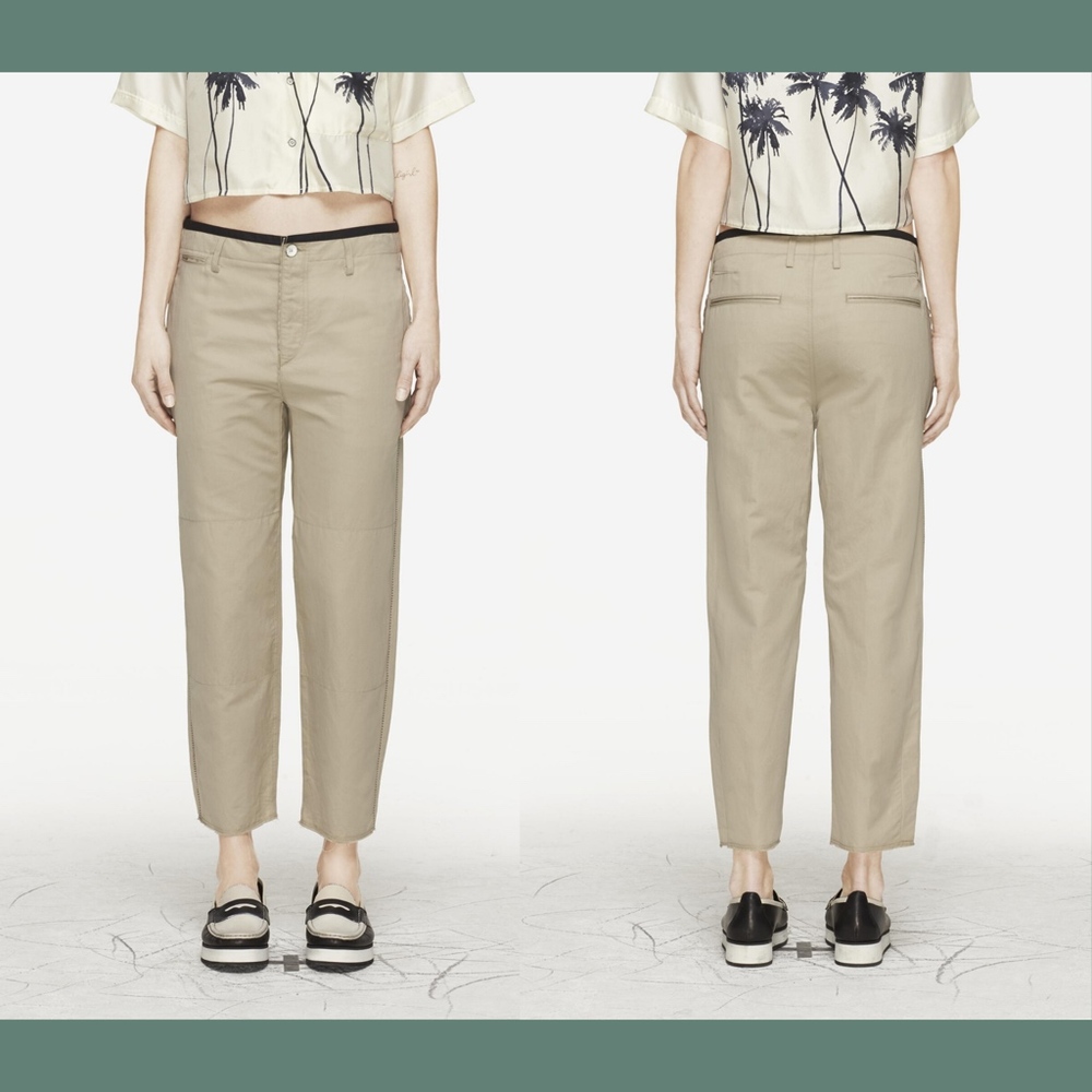 NWT $395 Rag & Bone Ashbury Linen Blend Cropped Pant in Beige [SZ‎ 8 ]